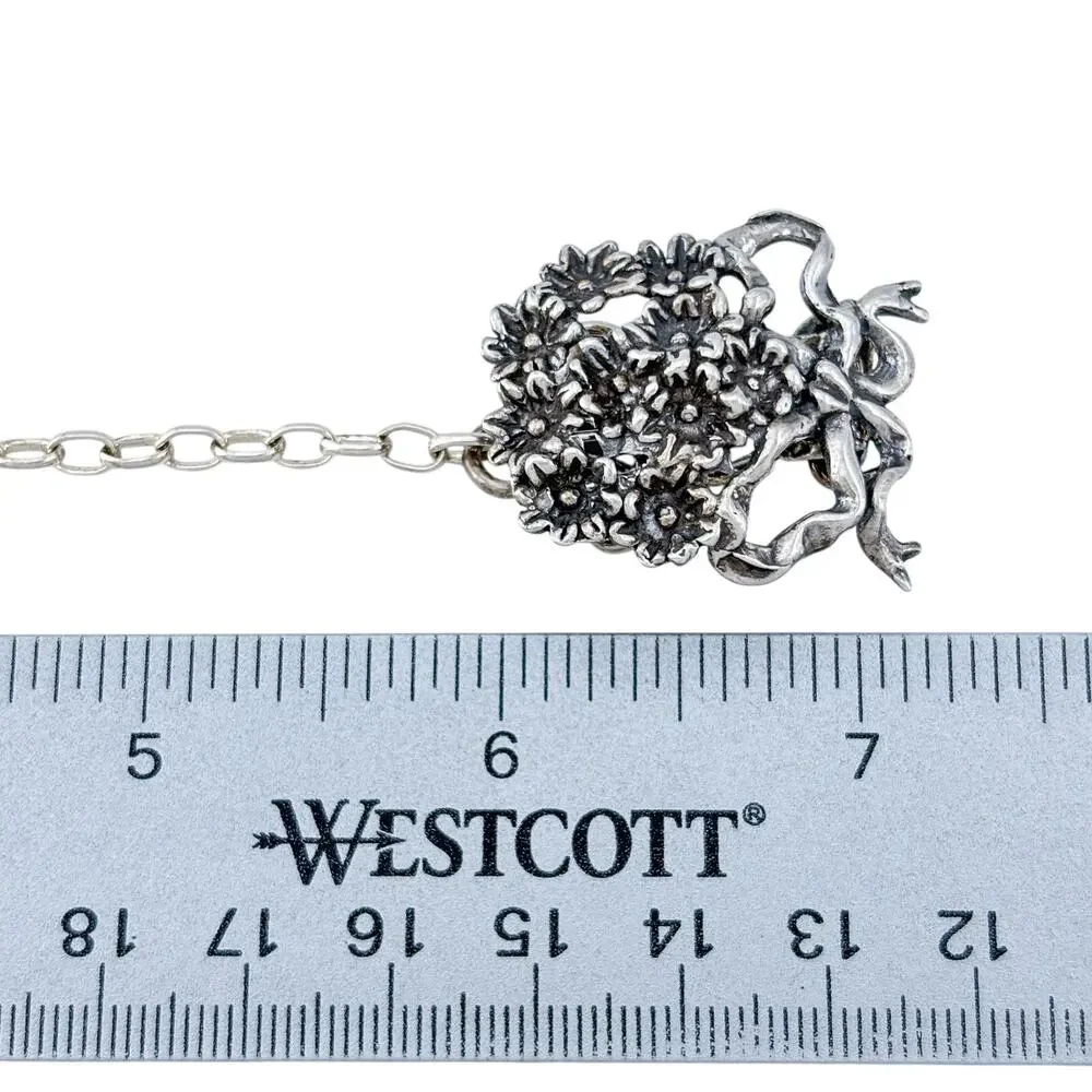 Vintage Sterling Silver 925 Floral Bouquet Clip Bracelet